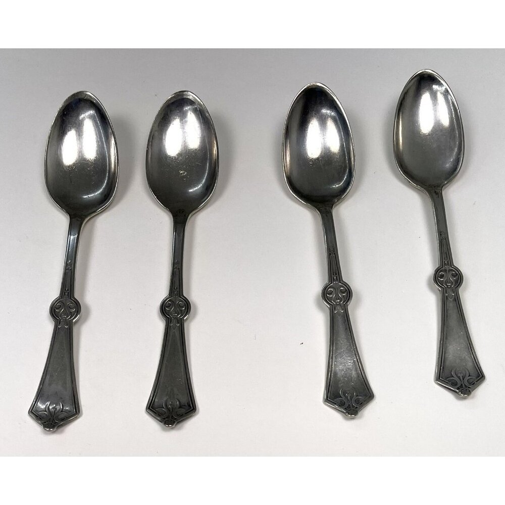 Lot 4 Antique 1891 WM ROGERS & SON Persian 6" Silverplate TEASPOONS *Flaws*